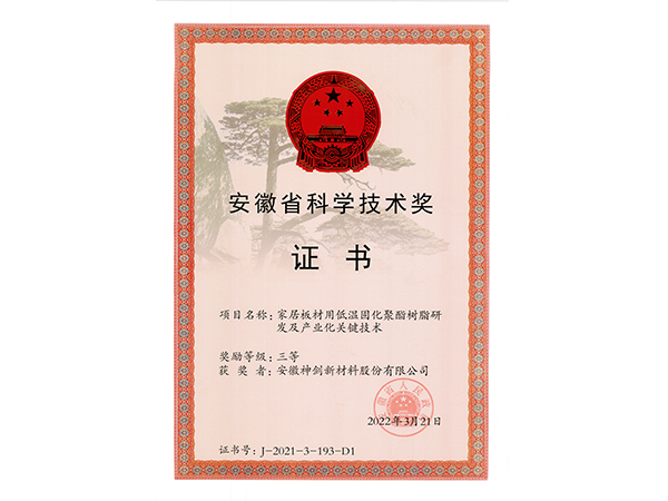 安徽省科学技术进取奖三等奖